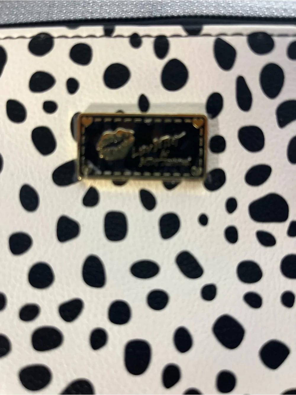 Betsey Johnson Luv Betsey Black & White Spotted Wristlet Clutch Crossbody Bag